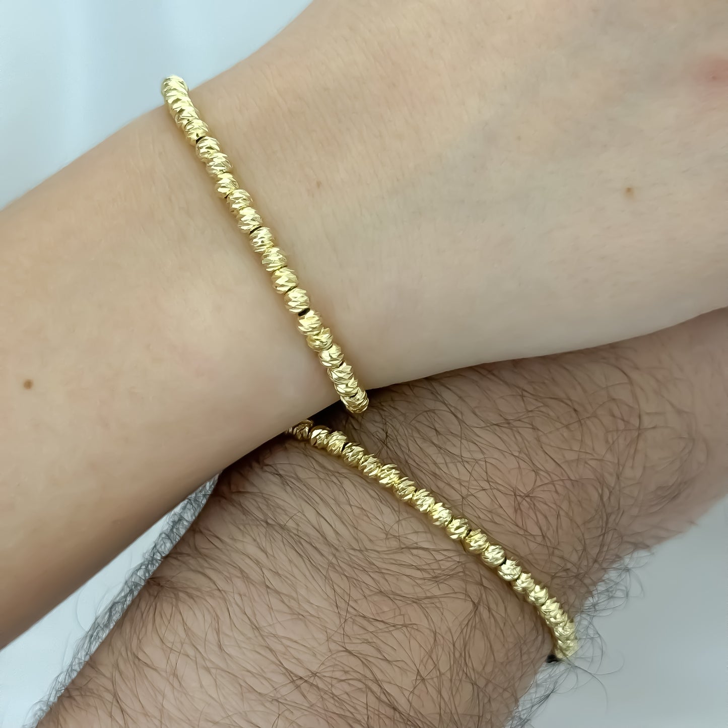 Manillas para  Pareja  Balin  Diamantado 4mm en Baño de Oro de 18k Con Garantia