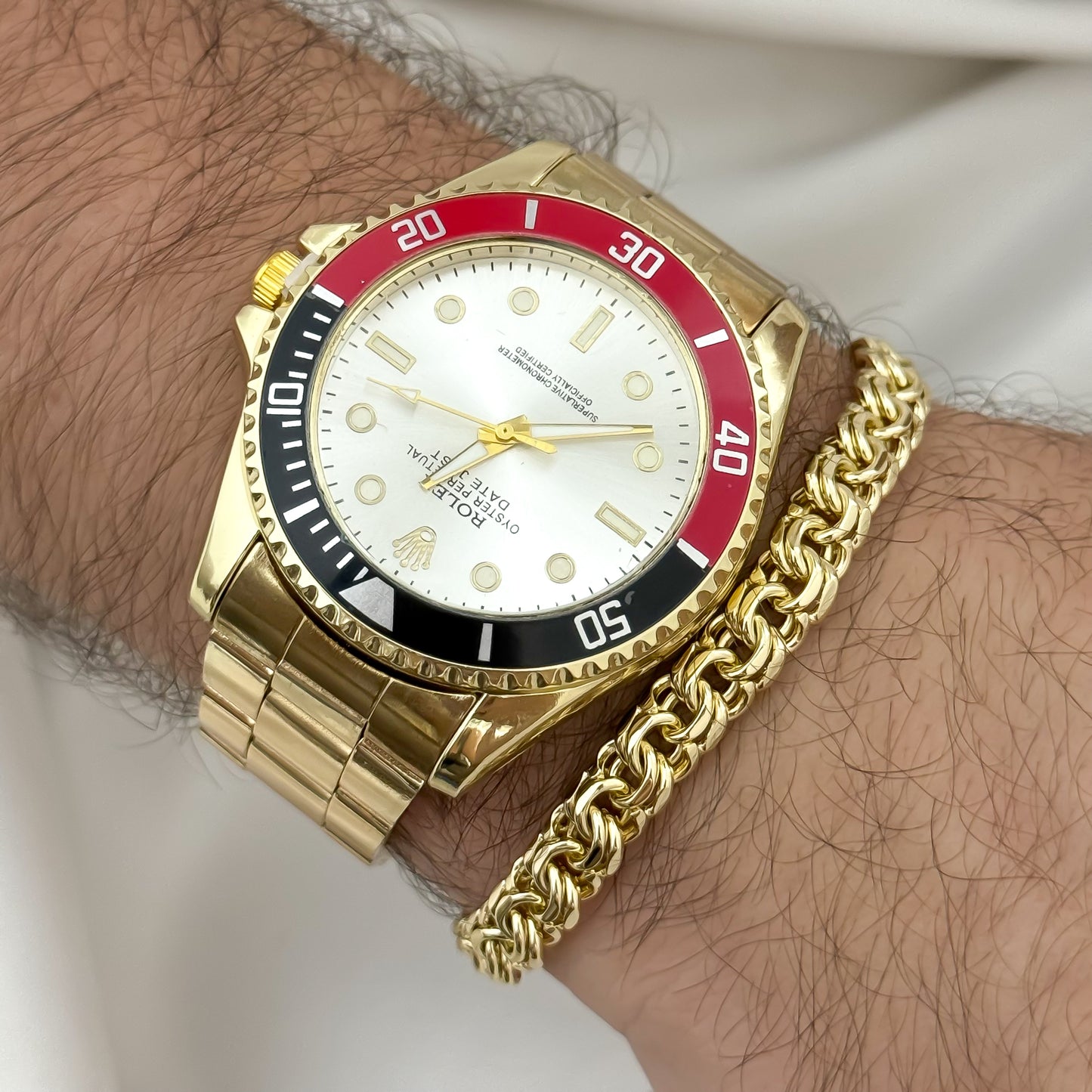 RELOJ ROLEX ORO AMARILLO + PULSERA  BARBADA 20CM EN BAÑ0 DE ORO DE 18K