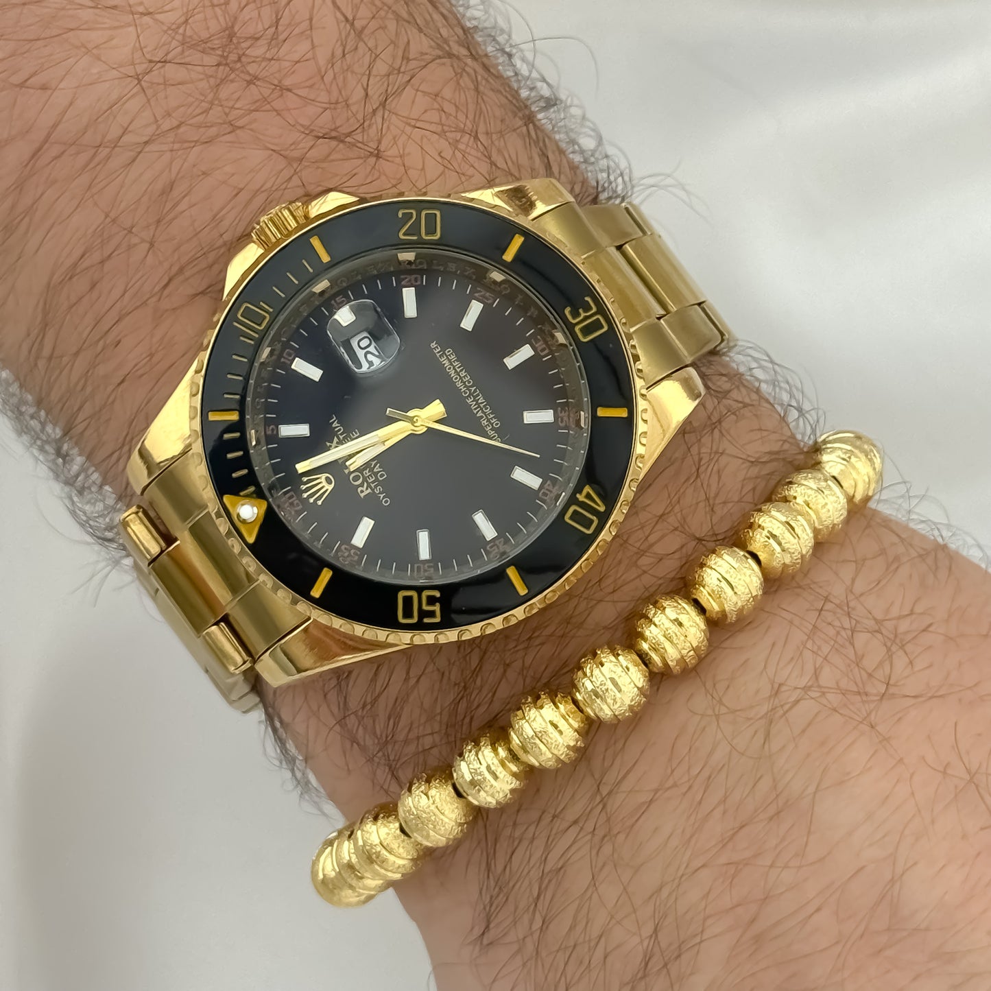 Reloj Rolex + Pulsera Balin Diamantada Balin 5mm en Baño de Oro de 18k Con Garantia